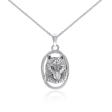 Silver Wolf Head Pendant and Chain Set by Ted Andrews TSE741 - Jewelry